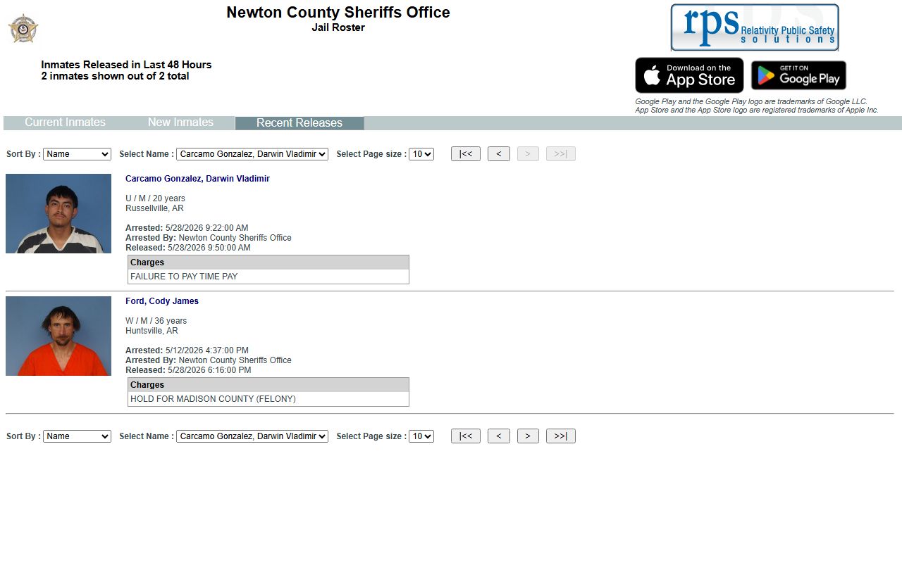 Newton County jail mugshots recent releases booking photo records